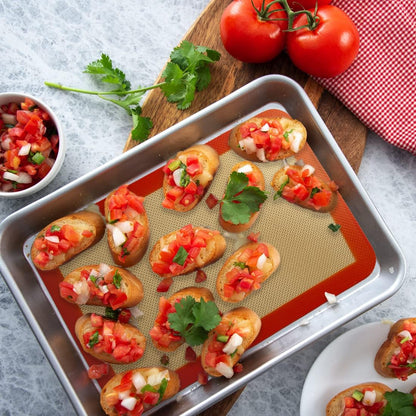 Quarter Sheet Silicone Baking Mat, 2 Pcs Non-Stick Silicone Baking Mats Cookie Sheet for 9X13 Baking Pan, Reusable Baking Sheet Liners Compatible with Nordic Ware Naturals Quarter Sheet