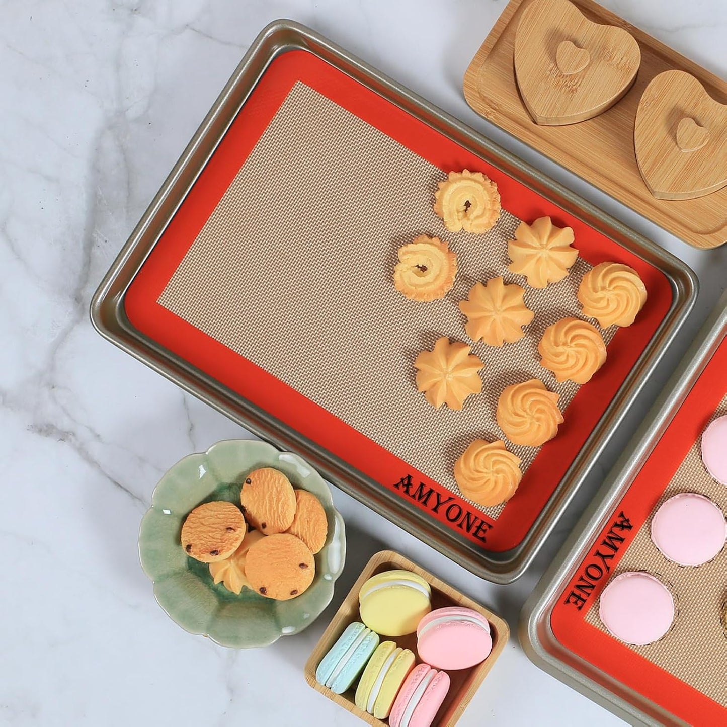 Quarter Sheet Silicone Baking Mat, 2 Pcs Non-Stick Silicone Baking Mats Cookie Sheet for 9X13 Baking Pan, Reusable Baking Sheet Liners Compatible with Nordic Ware Naturals Quarter Sheet